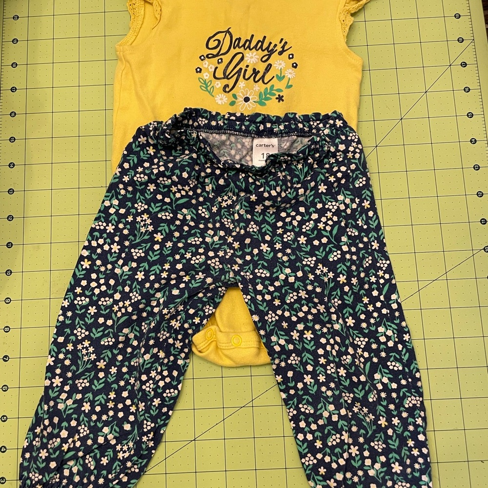 Carter's Yellow 'Daddy's Girl' Onesie with Floral Pants